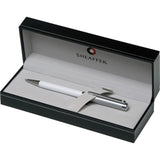 SHEAFFER INTENSITY WHITE/SPIRAL CAP/CHROME PLATE BALLPOINT PEN