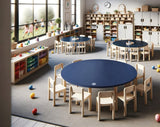 SILLY BILLYZ ART TABLECLOTH NAVY ROUND 120CM FITTED