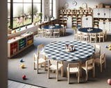 SILLY BILLYZ TABLECLOTH BLUE GINGHAM 120CM ROUND
