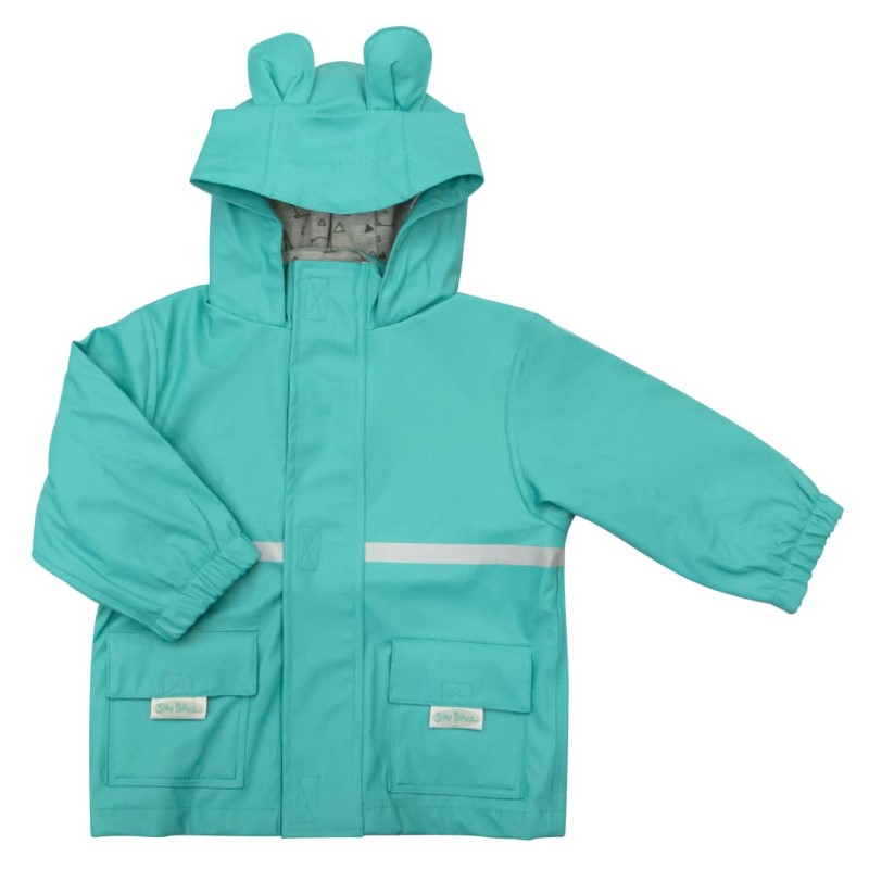 SILLY BILLYZ WATERPROOF JACKET AQUA BEAR HOOD XLARGE