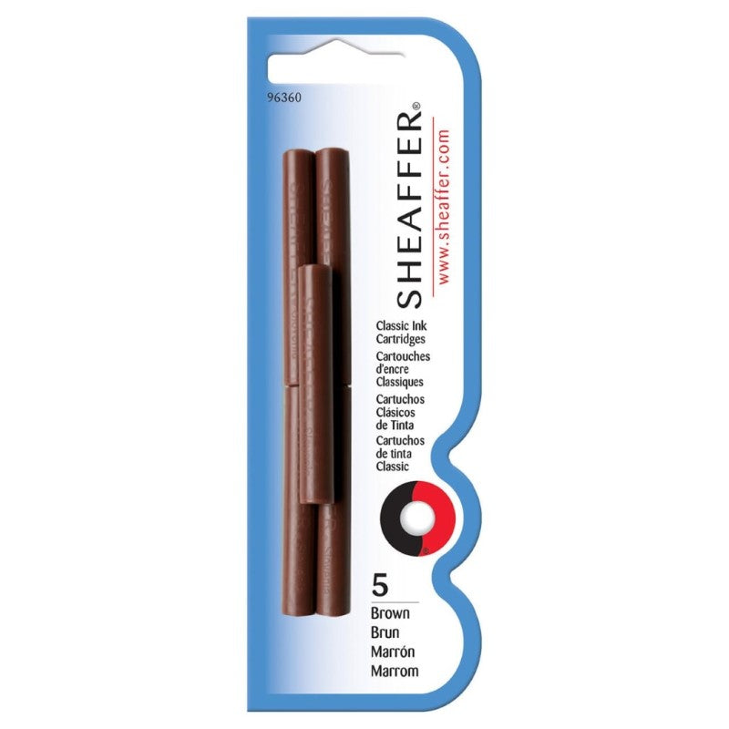 SHEAFFER SKRIP FP INK CARTRIDGE BROWN BLISTER 5PK