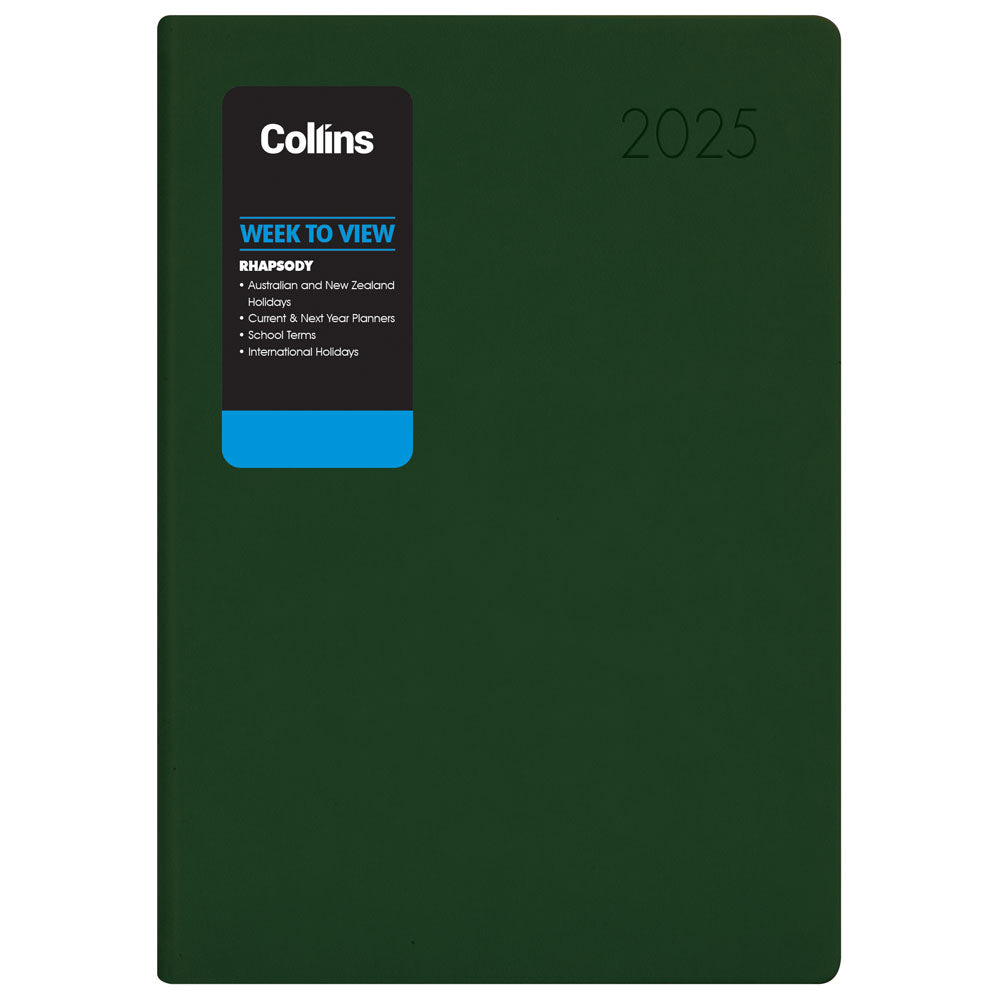 Collins Rhapsody A73 Week To View Diary Odd Year Racing Green