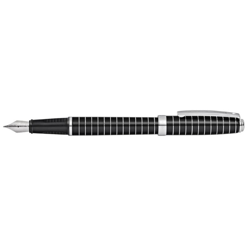 SHEAFFER PRELUDE BLACK LACQUER ENGRAVED LINES FINE FOUNTAIN PEN
