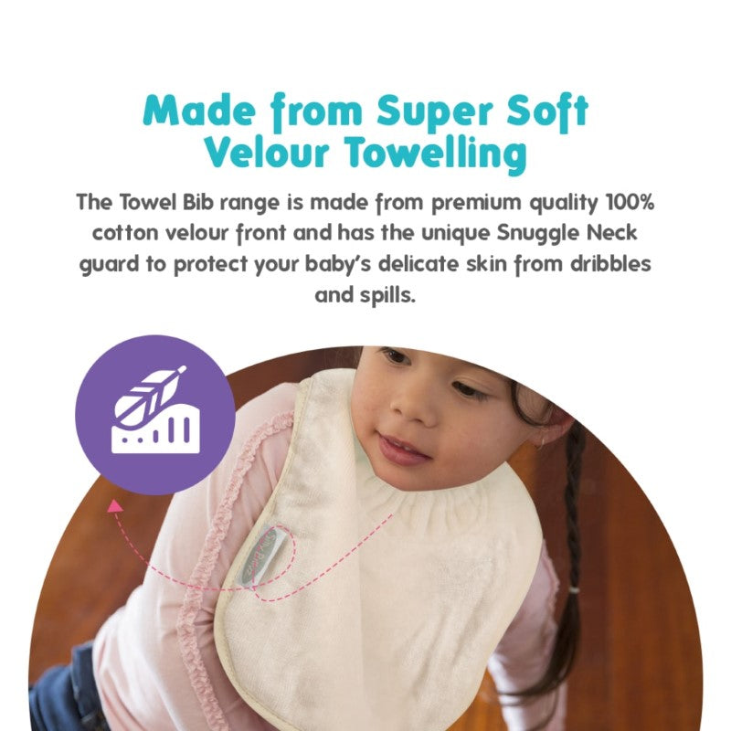 SILLY BILLYZ TOWEL PLAIN LARGE BIB WHITE SAND