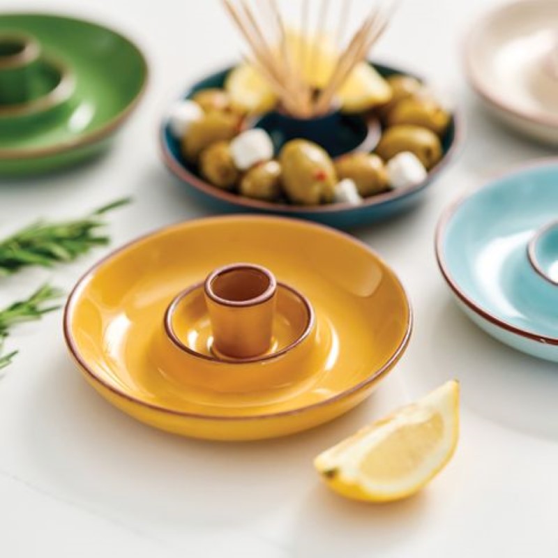 Dexam Sintra Glazed Terracotta Olive Dish Ochre