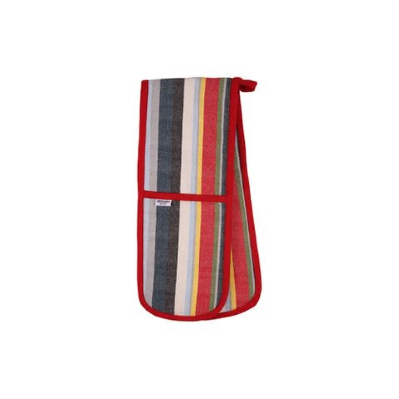 Dexam Striped Recycled Cotton Double Oven Gloves - Red