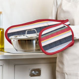 Dexam Striped Recycled Cotton Double Oven Gloves - Red