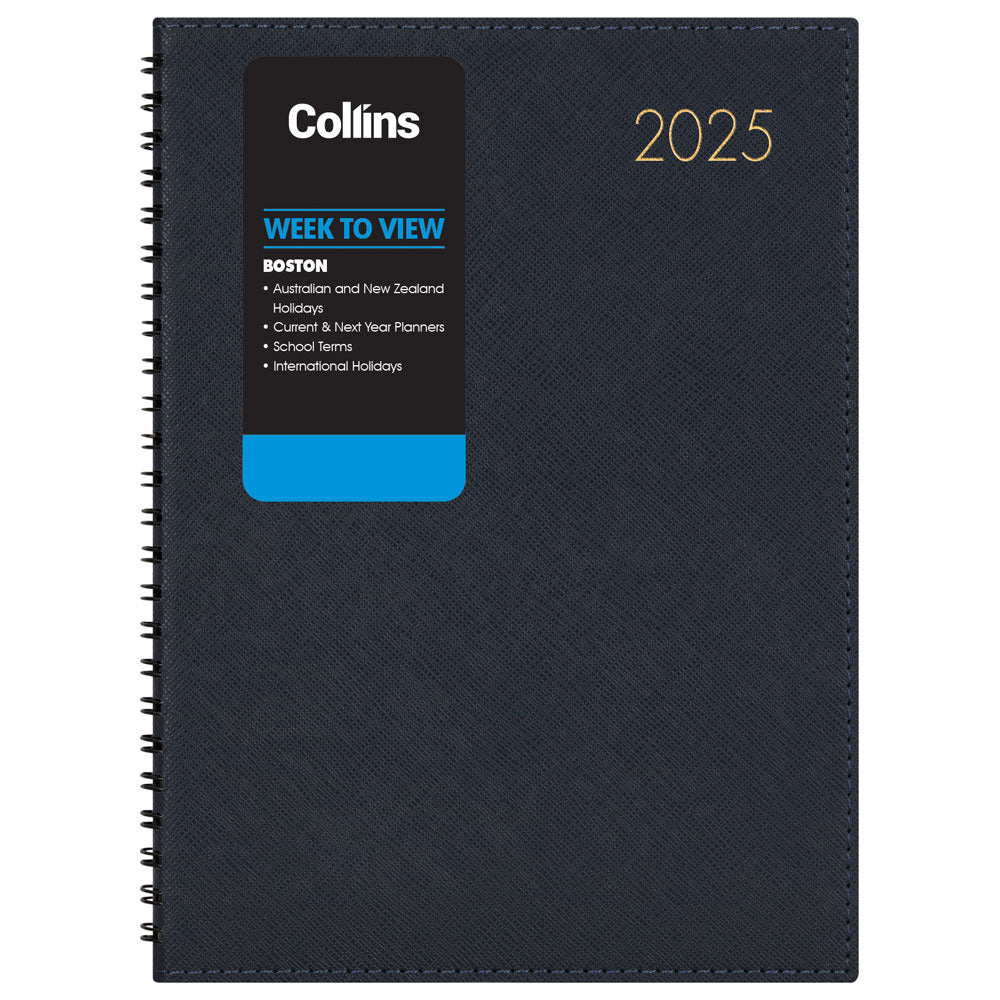 Collins Boston A53 Week To View Diary Navy Wiro Odd Year
