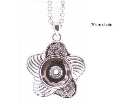 Snaps REDFOX  - Necklace - Slv Flower+70cm ch (48+19)