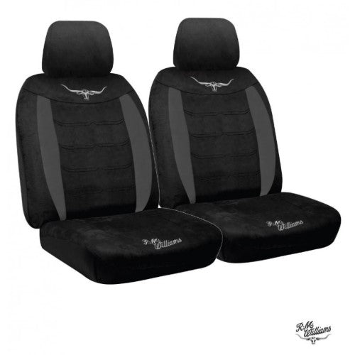 Suede Velour Boxed Seat Cover Black Size 30 - R.M.WILLIAMS