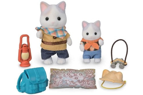 Sylvanian Families Play Set - Exciting Exploration Set - Latte Cat Brother & Baby
