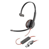 HP Poly Blackwire 3210 Monaural USB-C Headset +USB-C/A Adapter (8X214AA)