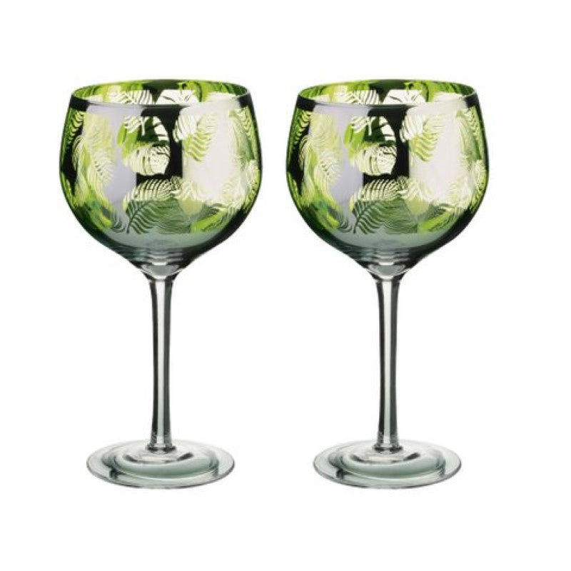 ARTLAND TROPICAL LEAVES GIN GLASS  (Set Of 2)