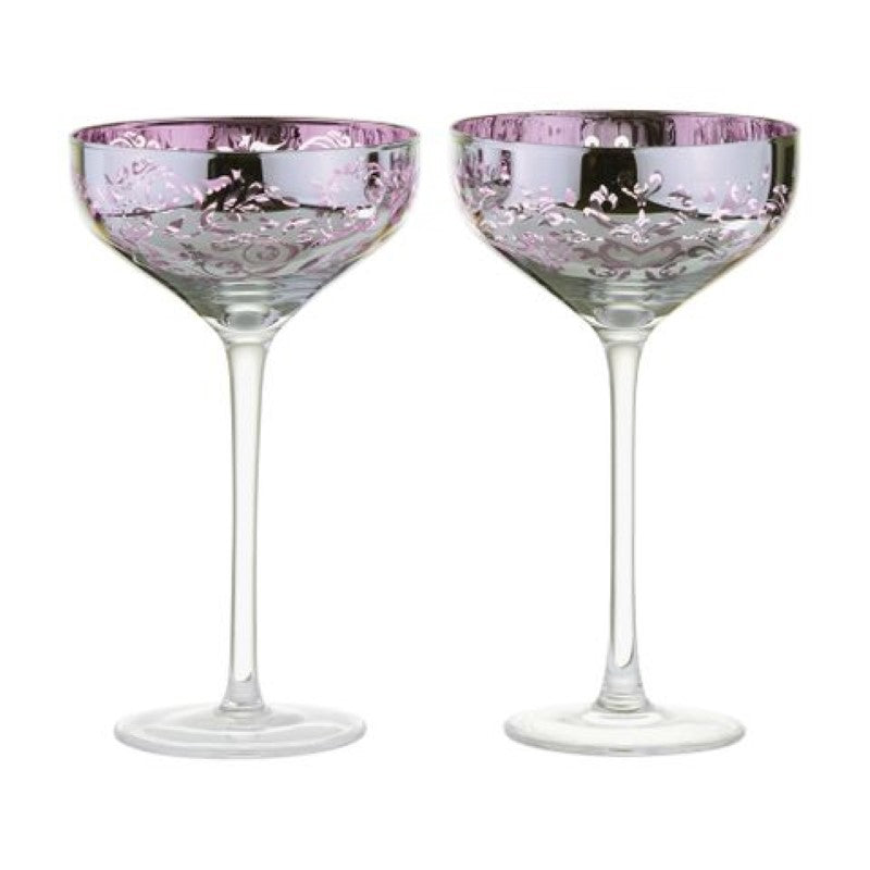 Filigree Champagne Saucer Lilac Set 2