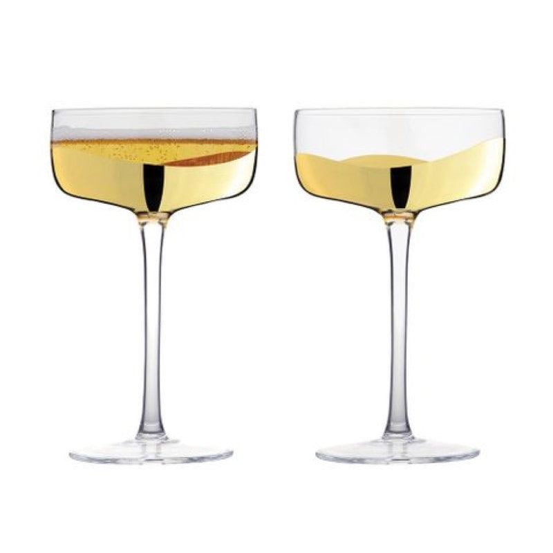 ASD Wave Gold Champagne Saucer (Set 2)