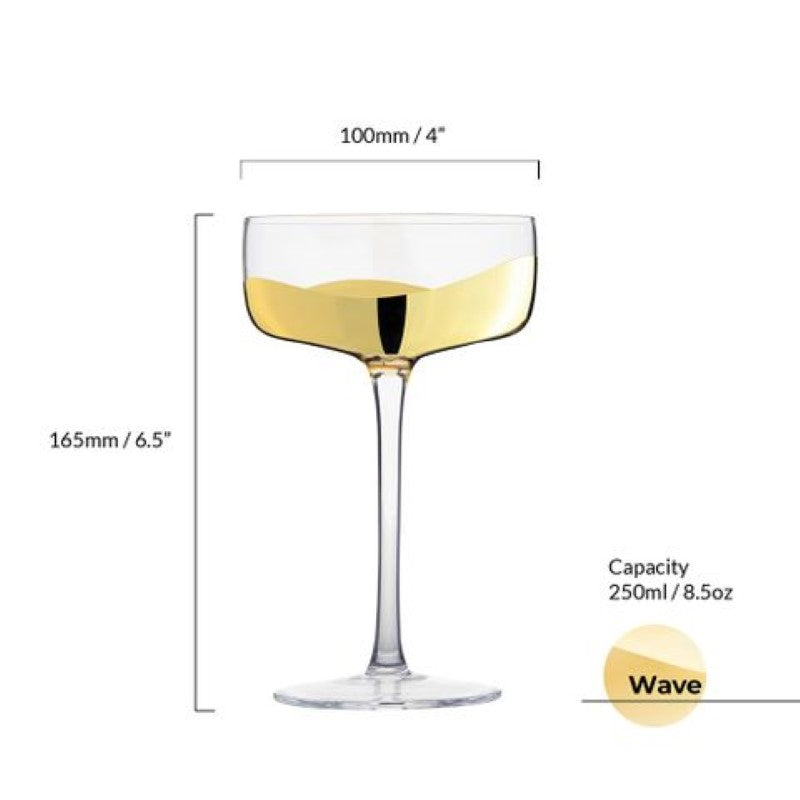 ASD Wave Gold Champagne Saucer (Set 2)