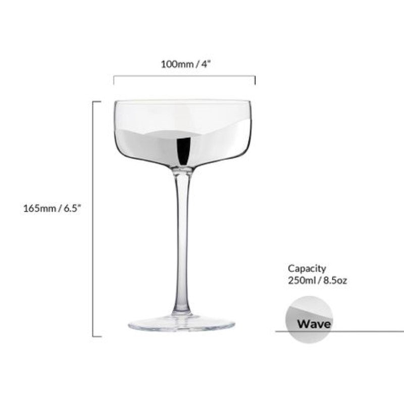 ASD Wave Silver Champagne Saucer (Set 2)