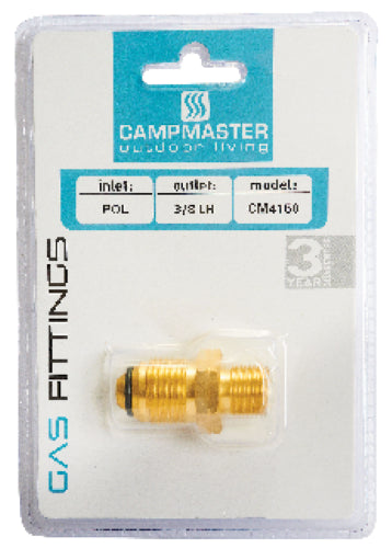 Campmaster POL M to 3/8 LH M Straight Gas Adaptor