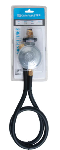 Campmaster 1000mm POL Gas Hose and Regulator Incl. Adaptor