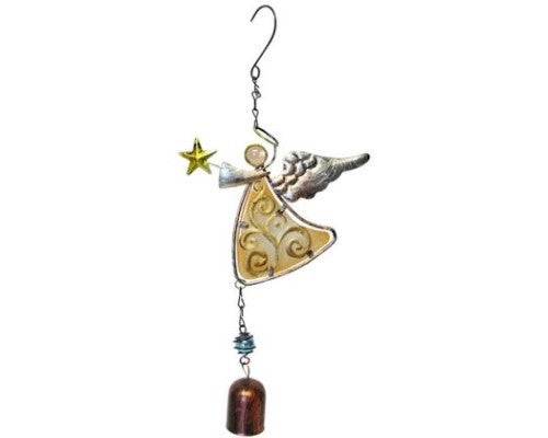 Garden Glass Angel Bell Yellow