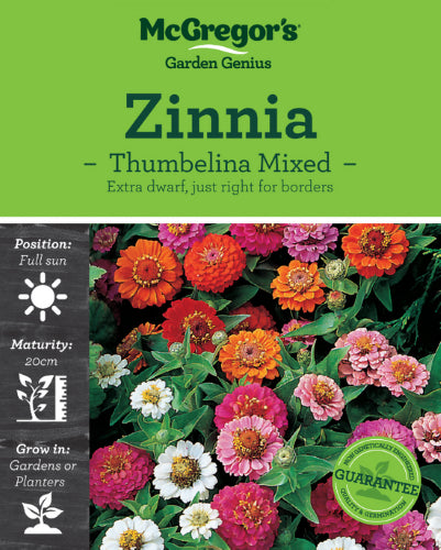 McGregor's Zinnia Thumbelina Mixed Flower Seed Packet