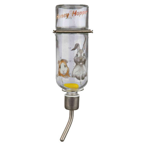 Small Animal Waterer Honey & Hopper Water Bottle Glass 250ml