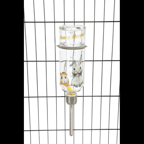 Small Animal Waterer Honey & Hopper Water Bottle Glass 250ml