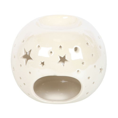 White Iridescent Star Ceramic Oil Burner