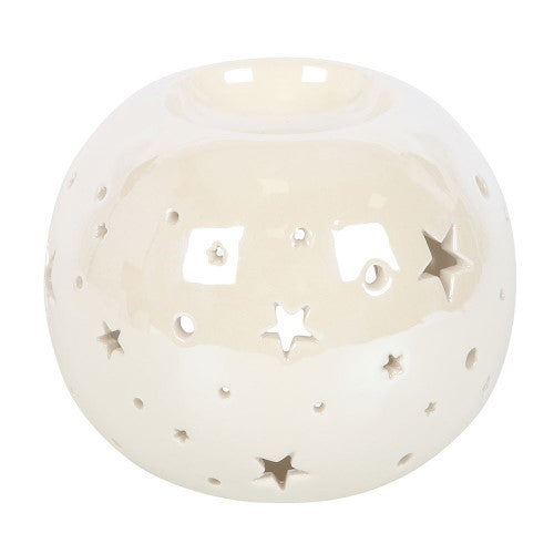 White Iridescent Star Ceramic Oil Burner