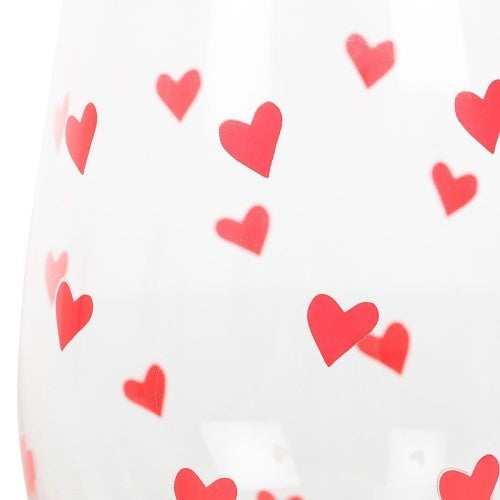 Heart Print Stemless Glass
