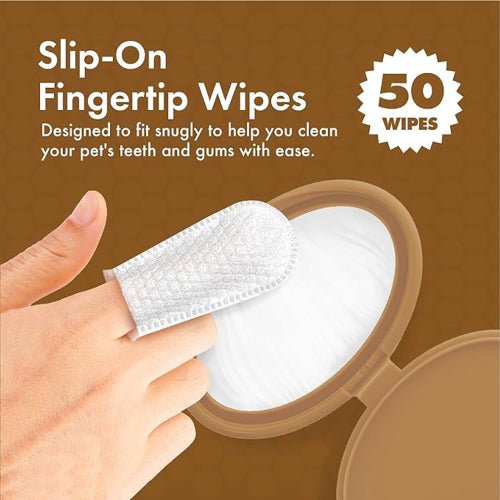 Dog Health Pet Wipes Petkin Fingertip Tooth Wipes Peanut Butter 50pk