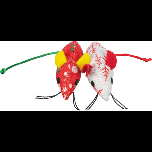 Dog Toy  Xmas Mouse 7cm - 2pk