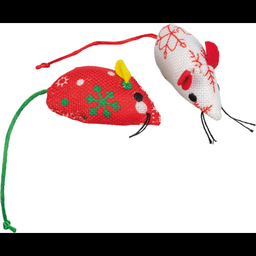 Dog Toy  Xmas Mouse 7cm - 2pk