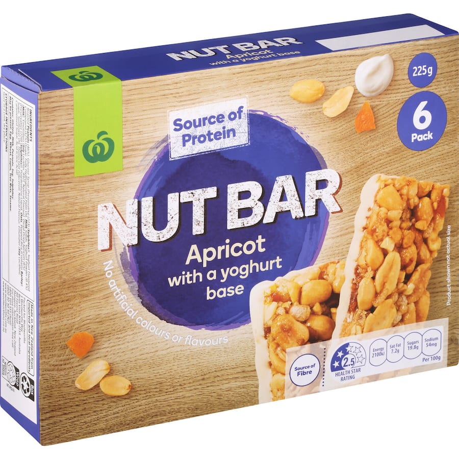 Woolworths Nut Bars Apricot With Youghurt Base 6pk 225g