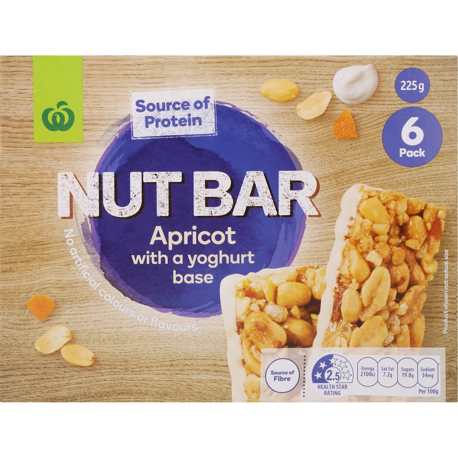 Woolworths Nut Bars Apricot With Youghurt Base 6pk 225g