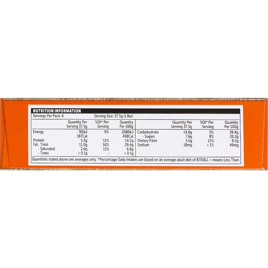Woolworths Nut Bars Choc Apricot With Choco Base 6pk 225g