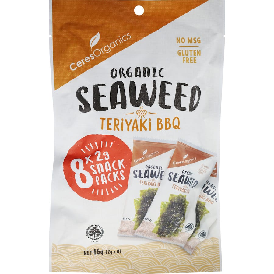 Ceres Organics Seaweed Snack Teriyaki Bbq Multipack 8x2g