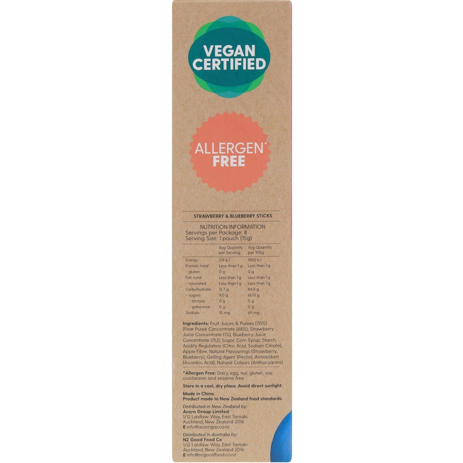 Goodnessme Really Fruity Fruit Sticks Strawberry & Blueberry 8pk 120g