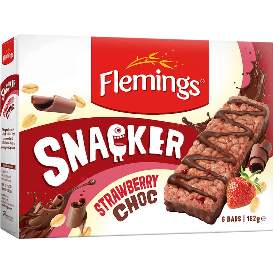 Flemings Snacker Muesli Bars Strawberry Choc 6pk 162g