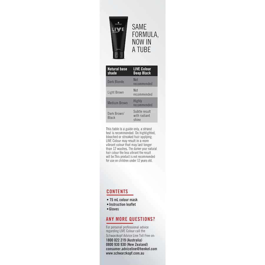 Live Colour Hair Colour Deep Black 75mL