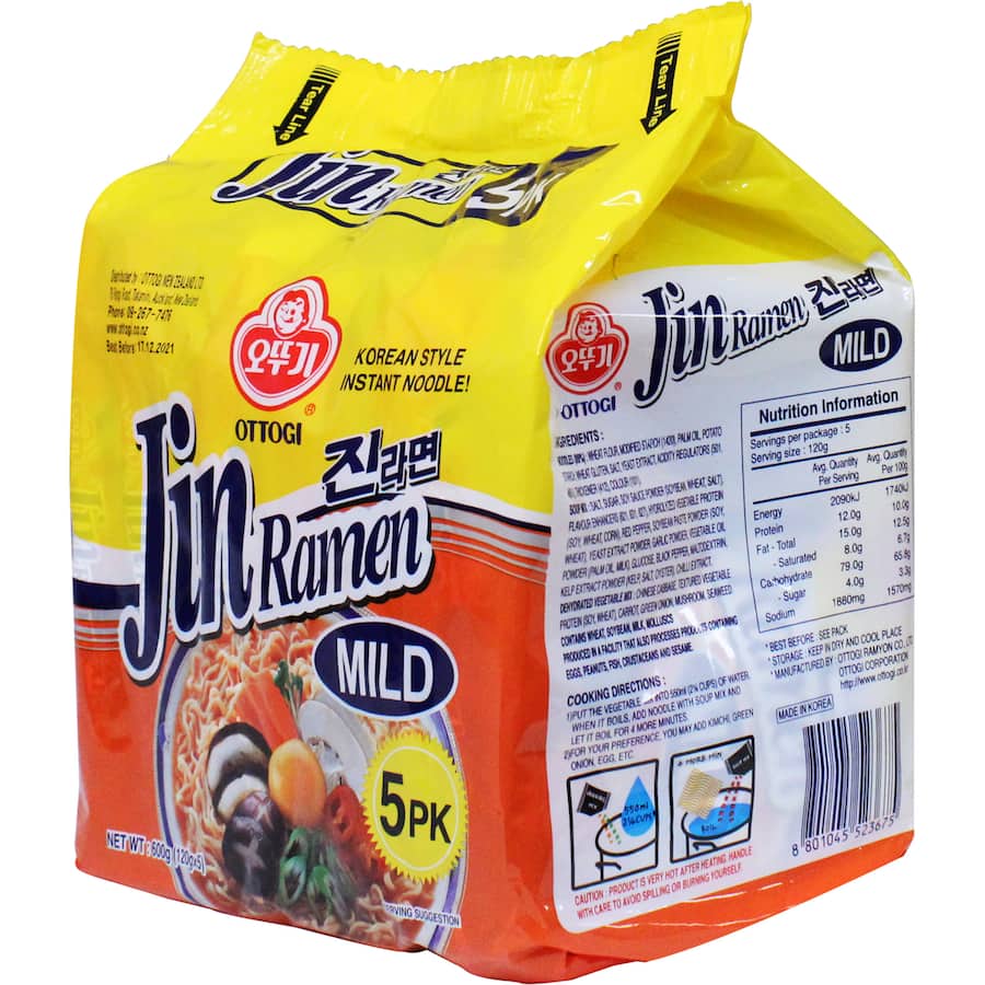 Ottogi Jin Ramen Instant Noodles Mild Multi Pack 5pk 600g