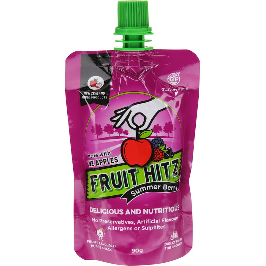 NZ Apple Fruit Hitz Fruit Puree Summer Berry Squeeze pouch 90g