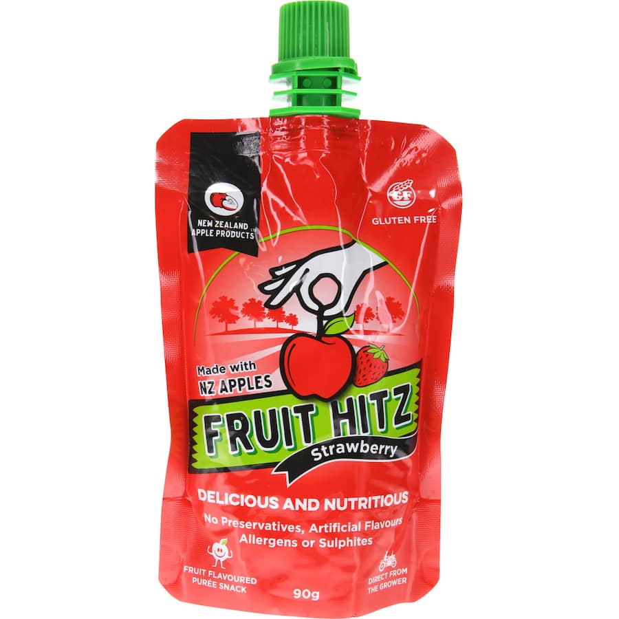 NZ Apple Fruit Hitz Fruit Puree Strawberry Squeeze pouch 90g