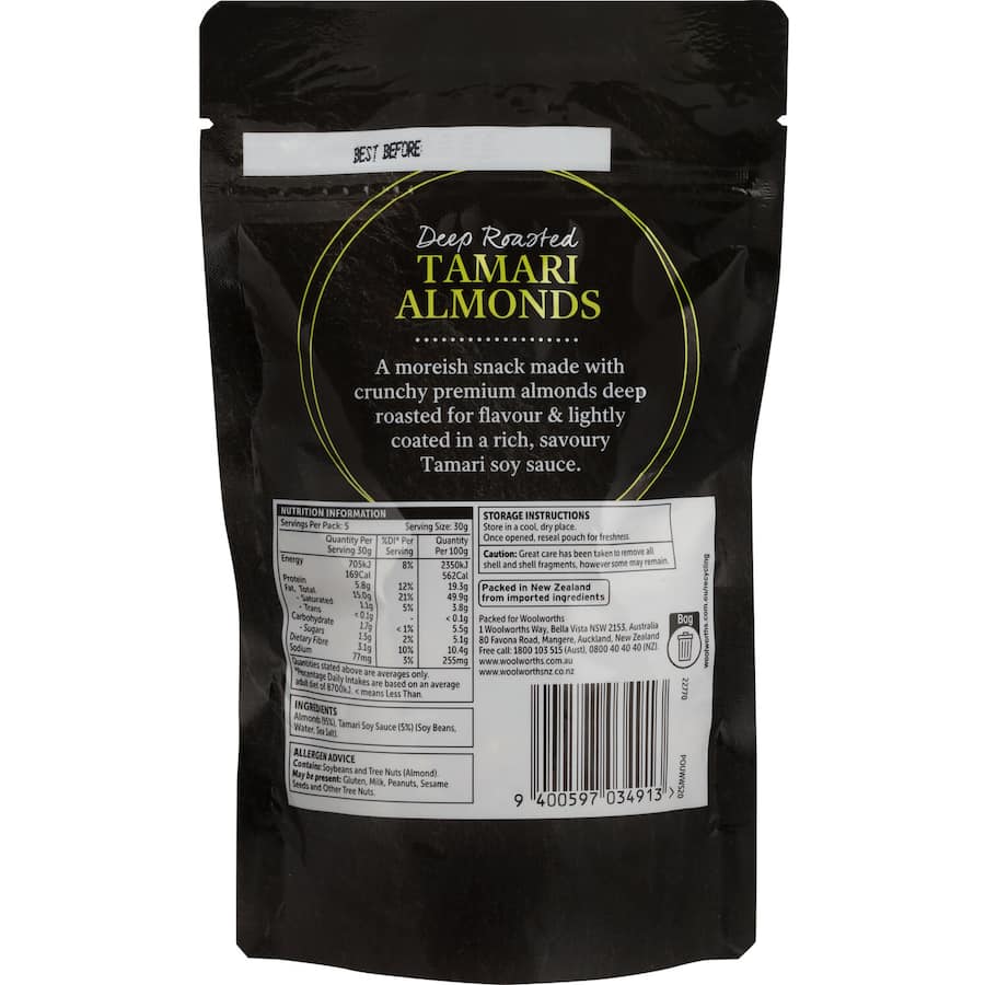 Woolworths Tamari Almonds  150g