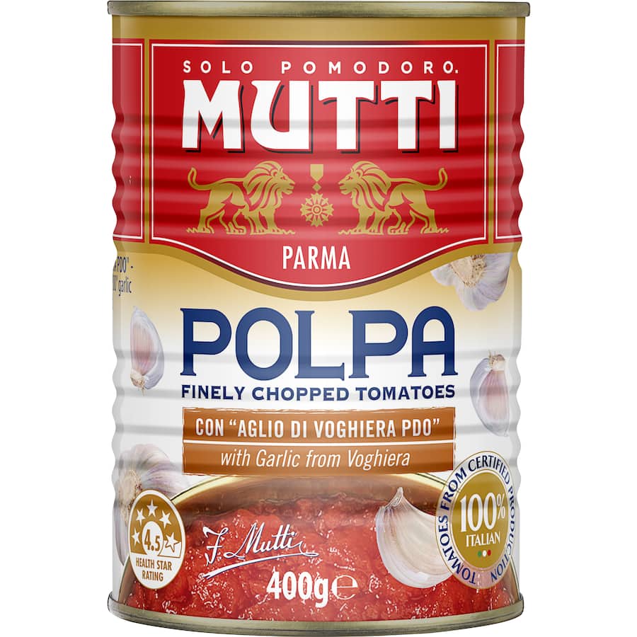 Mutti Polpa Flavoured Tomatoes Chopped With Garlic Can 400g