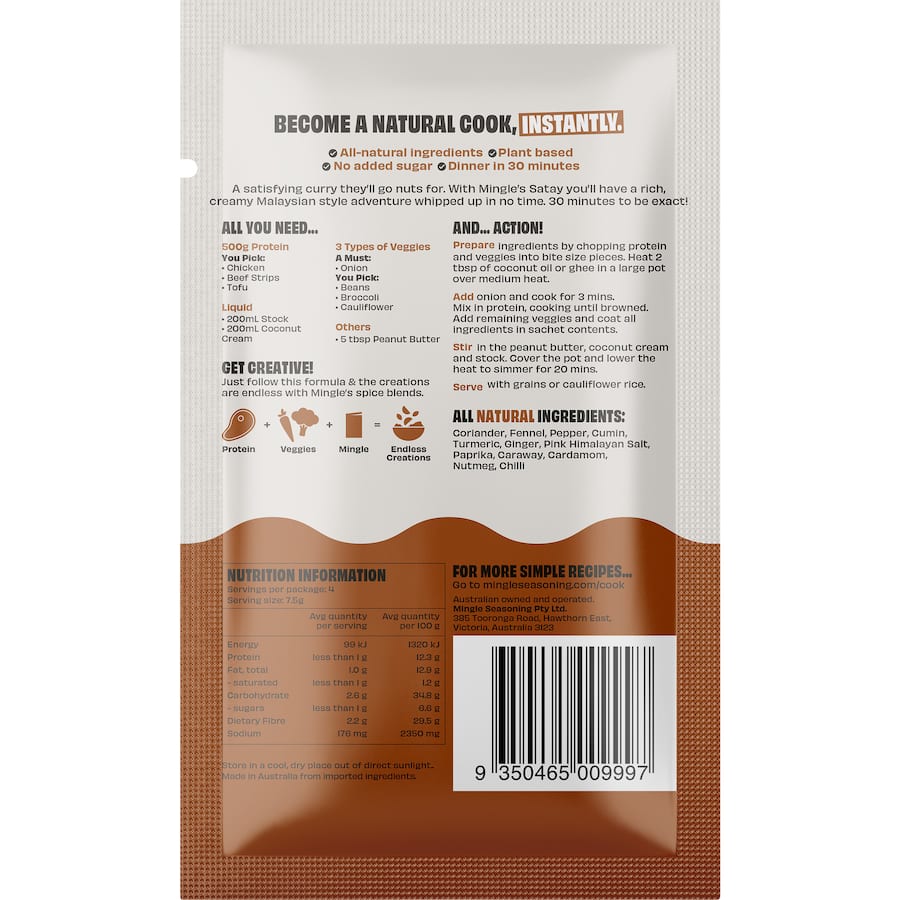 Mingle Recipe Base Satay Sachet 30g