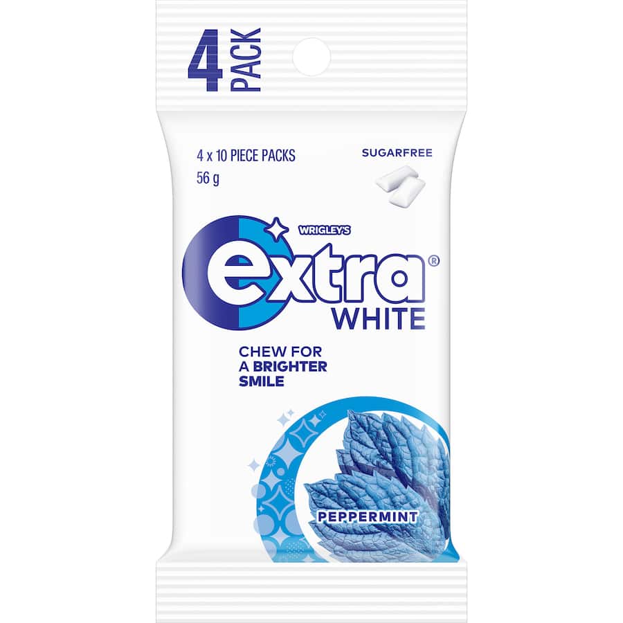Wrigleys Extra Chewing Gum White Sugar Free 4 x 10pce pks 56g