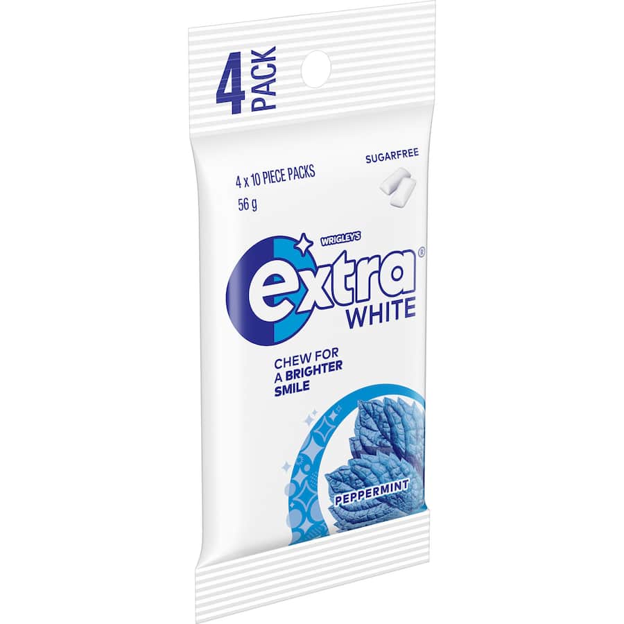 Wrigleys Extra Chewing Gum White Sugar Free 4 x 10pce pks 56g