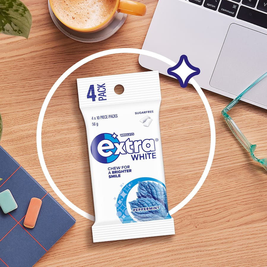 Wrigleys Extra Chewing Gum White Sugar Free 4 x 10pce pks 56g