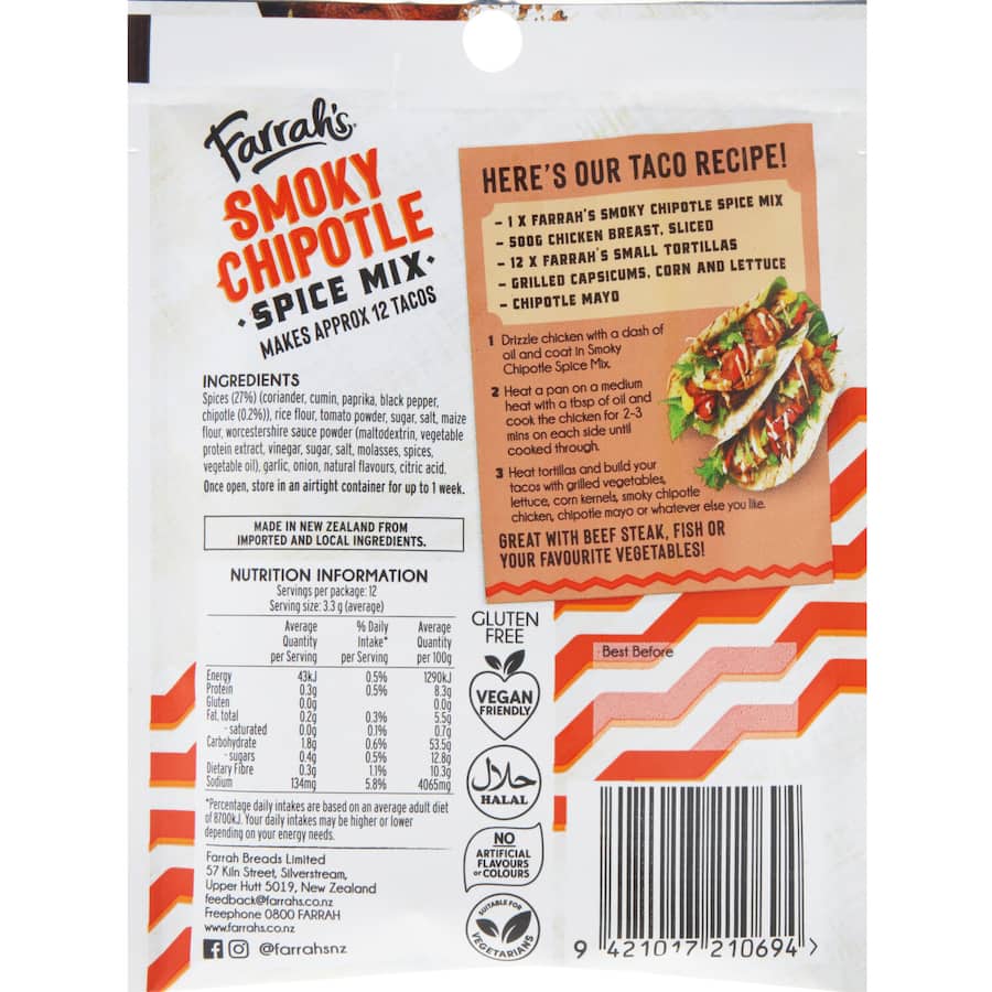 Farrah's Spice Mix Smoky Chipotle Sachet 40g